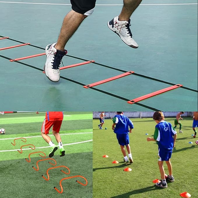 TNZMART Agility Ladder and Disc Cones Training Set Adjustable Rungs Training Ladder with 10 Plastic