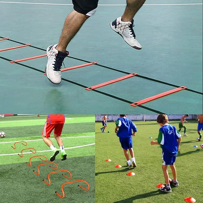 TNZMART Agility Ladder and Disc Cones Training Set Adjustable Rungs Training Ladder with 10 Plastic