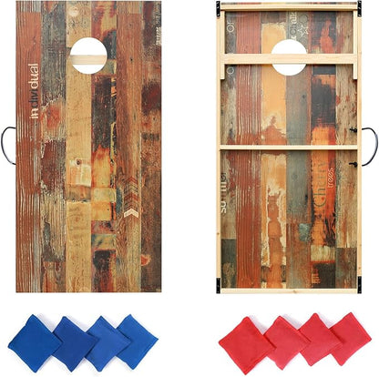 Solid Wood Premium Cornhole Game Set, Bean Bag Toss Game for Tailgate, Outdoor, Backyard