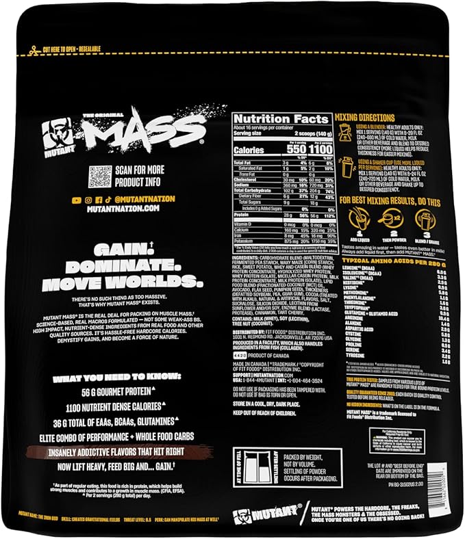 Mutant Mass | Weight Mass Gainer Protein Powder - high Calorie Protein Powder for Mass gain