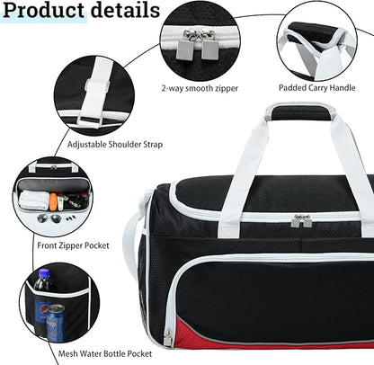 Mens Gym Bag 21 inch Large Overnight Weekender Duffle Bag for Travel Sport-White/Black