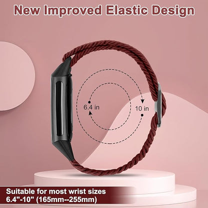 Braided Band Compatible with Fitbit Charge 6/Fitbit Charge 5, Soft Nylon Solo Loop Adjustable