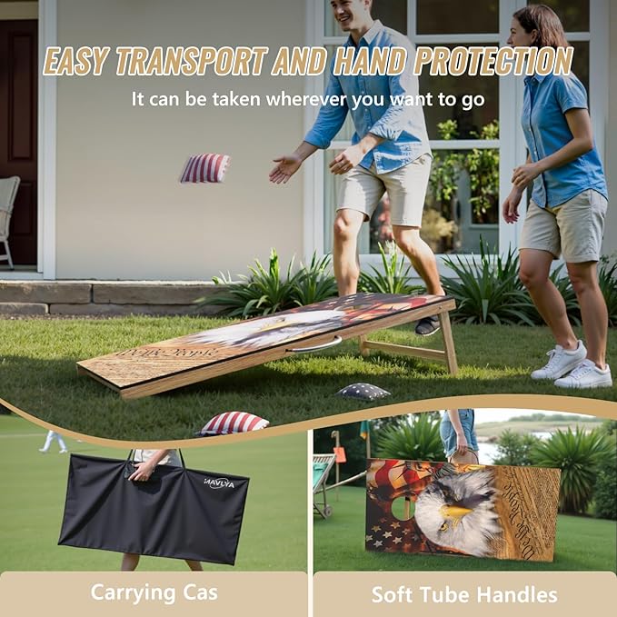 Cornhole Board Set,Corn Hole Games for Adults Outdoor,2X4FT Solid Wood Regulation Cornhole Boards