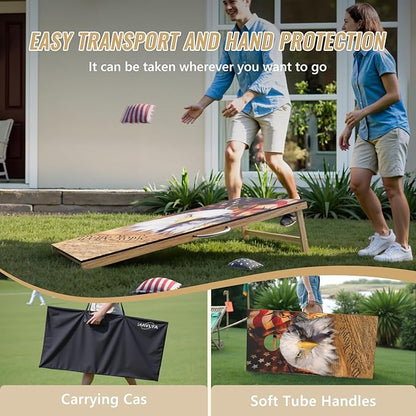 Cornhole Board Set,Corn Hole Games for Adults Outdoor,2X4FT Solid Wood Regulation Cornhole Boards