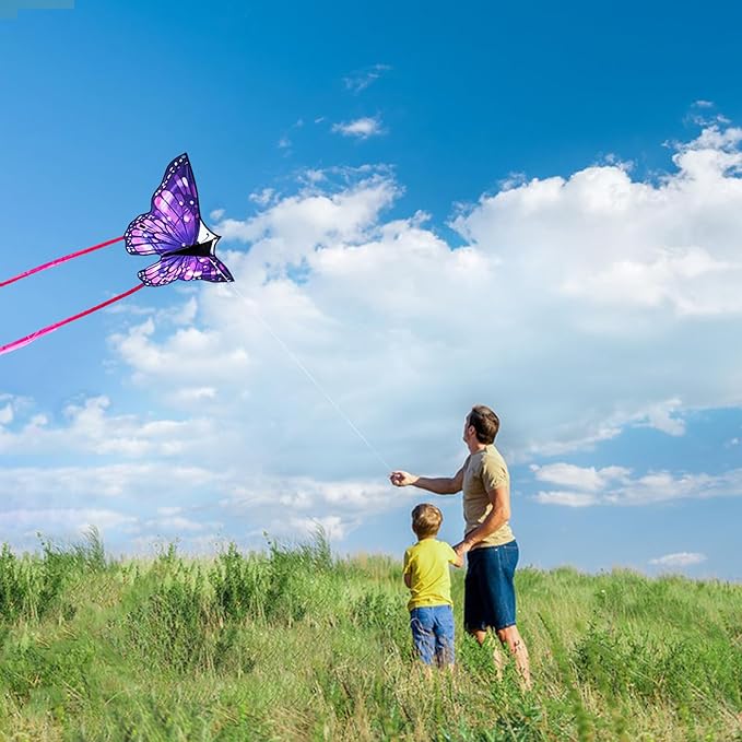Large Butterfly Kite for Adults and Kids Ages 4-8 & 8-12 Easy to Fly, 55''X28'' Single Line Kite