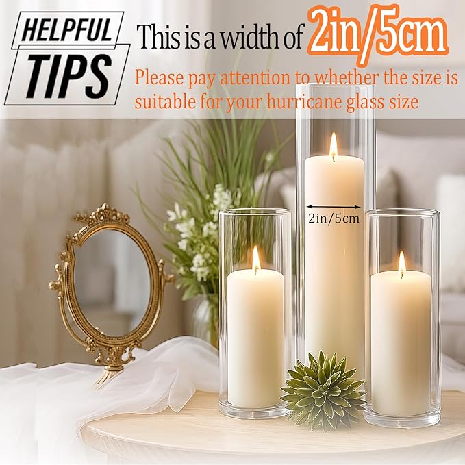 36 Pcs Ivory Pillar Candles Bulk Set，Hurricane Candlesï¼? Different Lengths (12 Each)，Dripless
