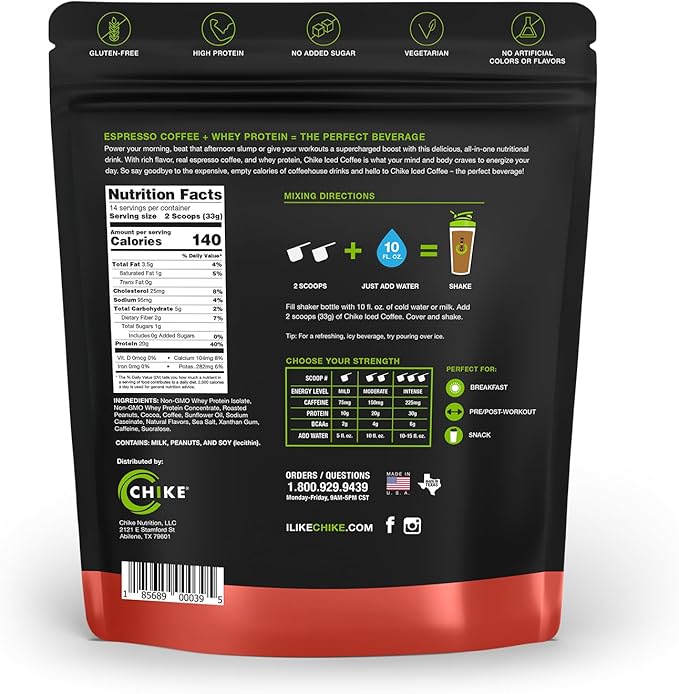 Chike Chocolate Peanut Butter High Protein Iced Coffee, 20 G Protein, 2 Shots Espresso, 1 G Sugar