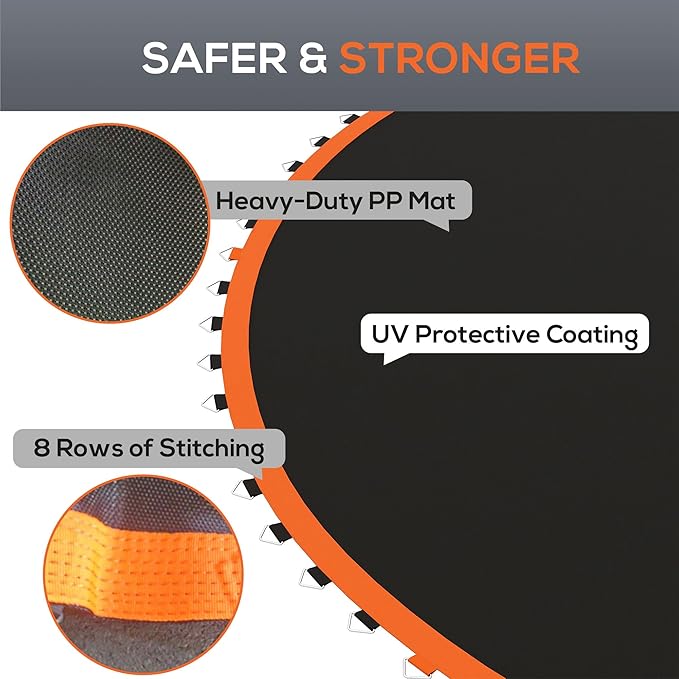 Soozier Trampoline Replacement Mat, Fits 12' Trampoline with 72 V Hooks, 5. 5" Springs, Trampoline
