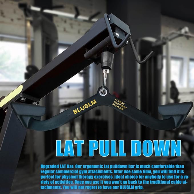 LAT Pull Down Bar for Cable Machine, LAT Pulldown Attachments T Bar V Bar Cable Attachment, Back