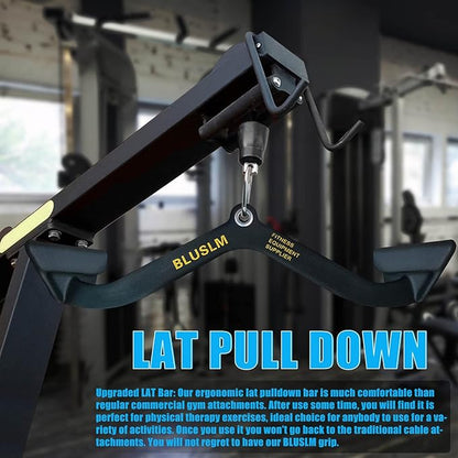 LAT Pull Down Bar for Cable Machine, LAT Pulldown Attachments T Bar V Bar Cable Attachment, Back