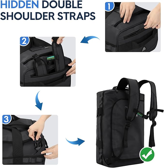 Haimont Travel Duffel Backpack Bag 60L for Men Large Sports Duffle Bags with Backpack Straps for