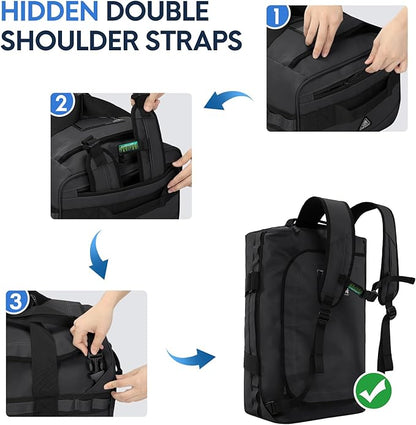 Haimont Travel Duffel Backpack Bag 60L for Men Large Sports Duffle Bags with Backpack Straps for