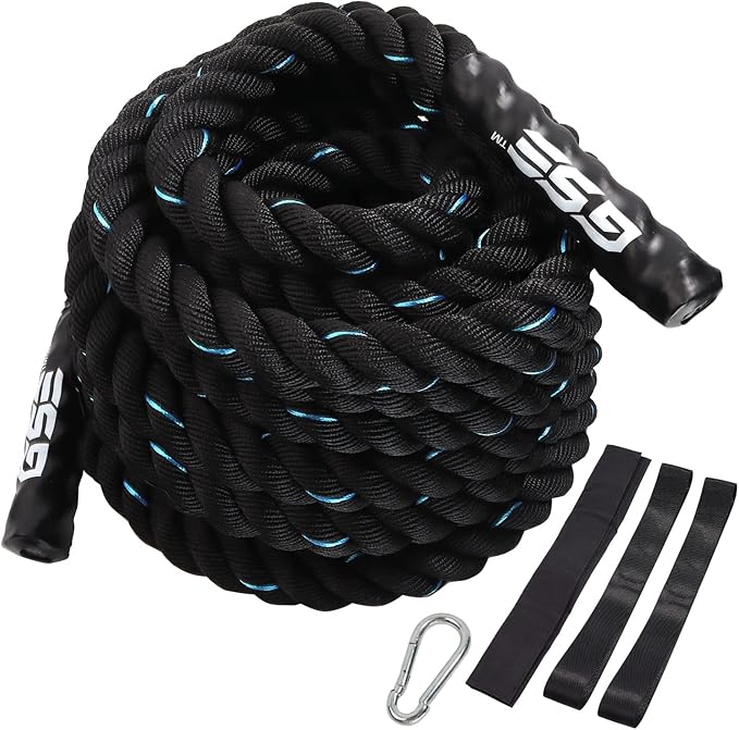 GSE Games & Sports Expert Gym Battle Rope, Heavy-Duty Workout Ropes for Indoor & Outdoor Workout