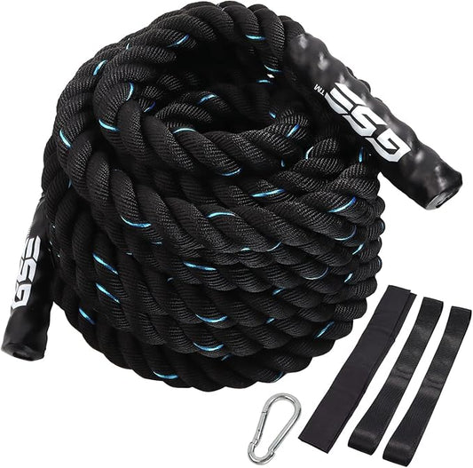 GSE Games & Sports Expert Gym Battle Rope, Heavy-Duty Workout Ropes for Indoor & Outdoor Workout