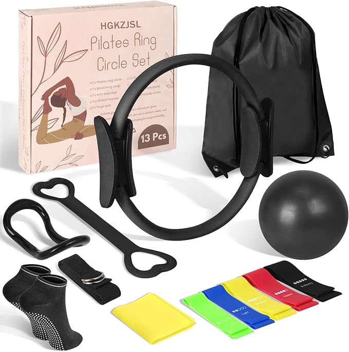 Home Pilates Essentials Kit for Women,Pilates Equipment Set with 9 Inch Yoga Ball,Figure 8
