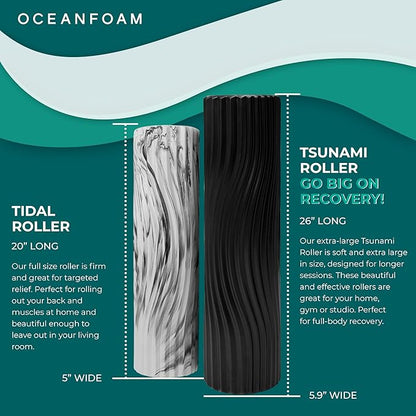 Oceanfoam Tsunami Roller (Black) - Soft, Textured Foam Roller for Physical Therapy, Back Pain