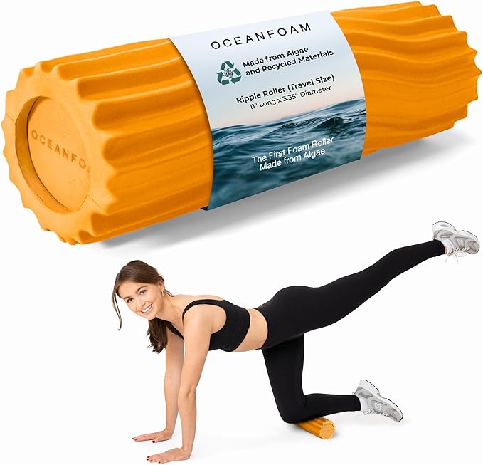 Oceanfoam Tidal Roller - Gold - Muscle Massage Foam Roller for Back Pain & Stretching - Firm and
