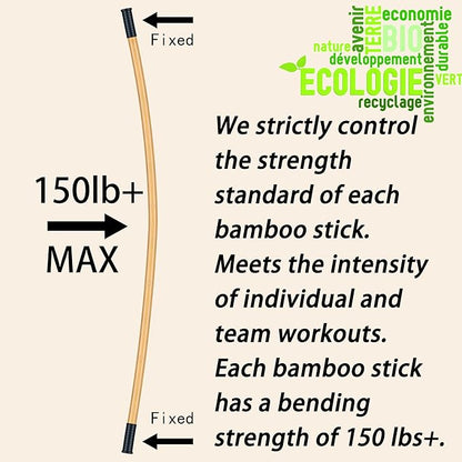 5ft Yoga Stick from Natural Bamboo with Non-Slip Handle-Stretching Stick for Mobility