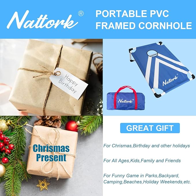 Portable Cornhole Set with 2 Collapsible Cornhole Boards, 8 Cornhole Bean Bags and Carrying Case