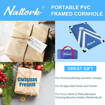 Portable Cornhole Set with 2 Collapsible Cornhole Boards, 8 Cornhole Bean Bags and Carrying Case