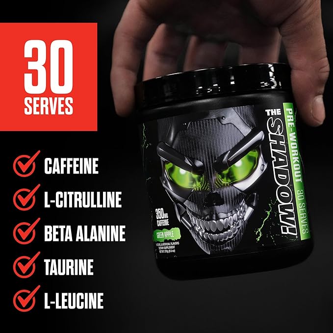 JNX SPORTS The Shadow! 350mg of Caffeine Hard Core Preworkout - Lemon 30 Servings | Electric