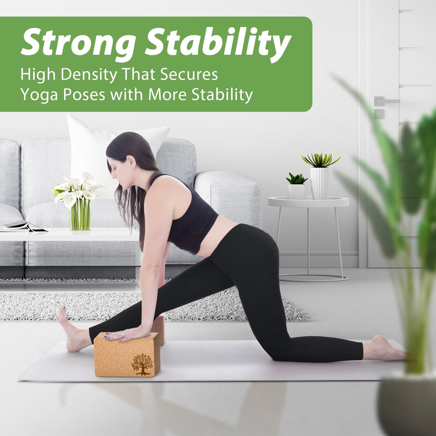 Cork Yoga Blocks 2 Pack Set, Natural Cork Soft Non-Slip Yoga Blocks, High Density & Eco Friendly