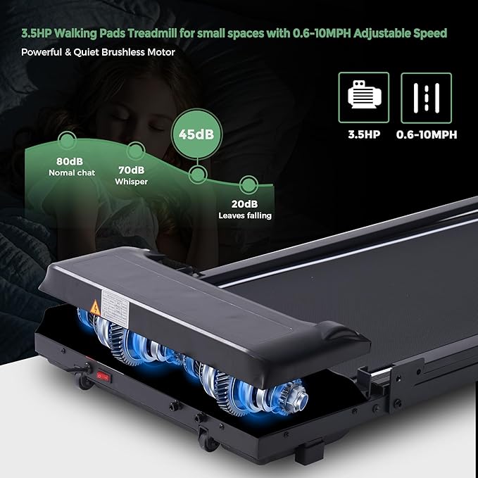 Walking Pad with Handle Bar, Folding Treadmill with Handles for Home Small Spaces, Compact Walking