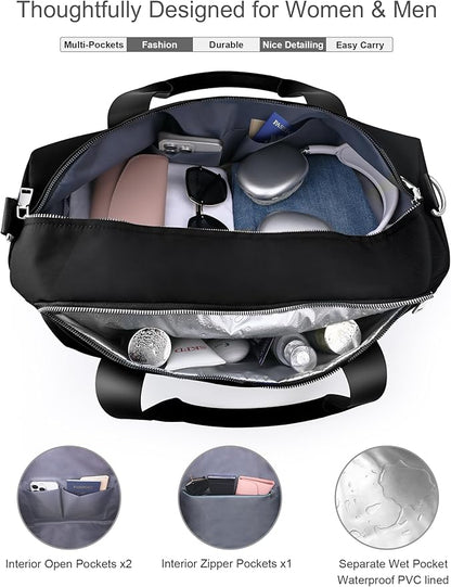 Gym Bag for Women with Shoe Compartment & Wet Pocket - Duffle Bag for Travel Sports Fitness Workout