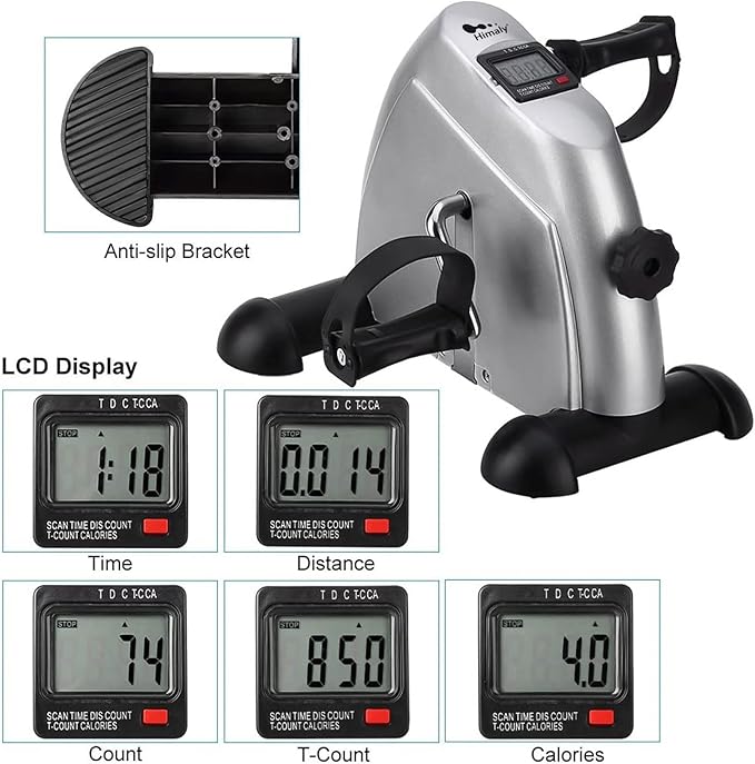 Mini Exercise Bike, himaly Under Desk Bike Pedal Exerciser Portable Foot Cycle Arm & Leg Peddler