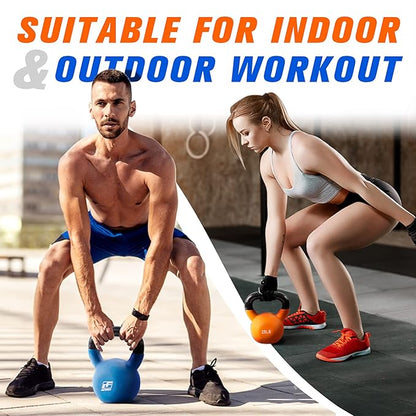 RitFit Neoprene Coated Solid Cast Iron Kettlebell 5 10 15 20 25 30 35 40 45 50 LB, Great for Full