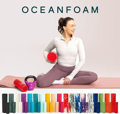 Oceanfoam Ripple Travel Foam Roller (11" x 3.35") Firm Mini Foam Roller for Physical Therapy, Deep