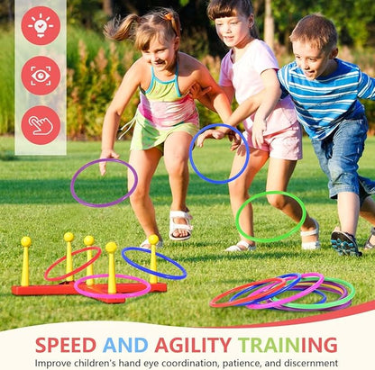 OBTANIM 12 Pcs Plastic 7 Inch Ring Toss Game for Kids and Outdoor Toss Rings for Speed and Agility