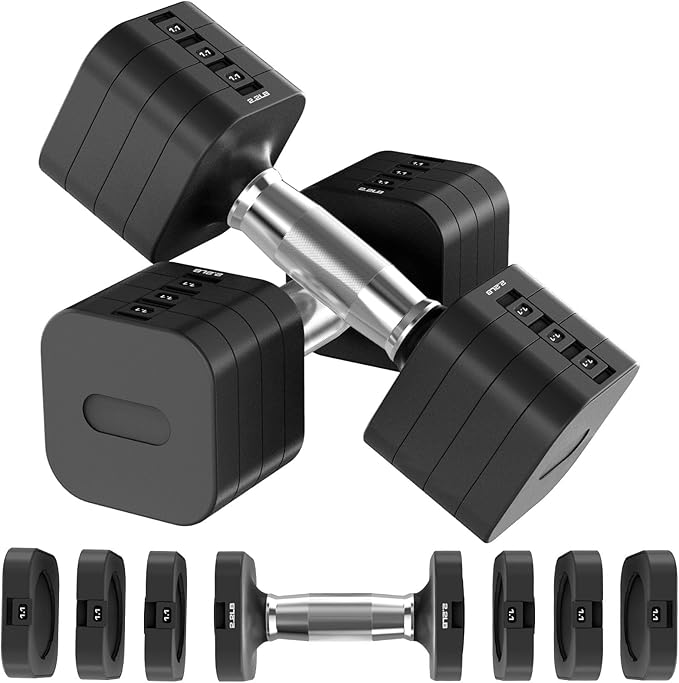 22LBS Adjustable Dumbbells Set, Adjustable Weight Dumbbells with 4 Levels 4.4lb, 6.6lb, 8.8lb
