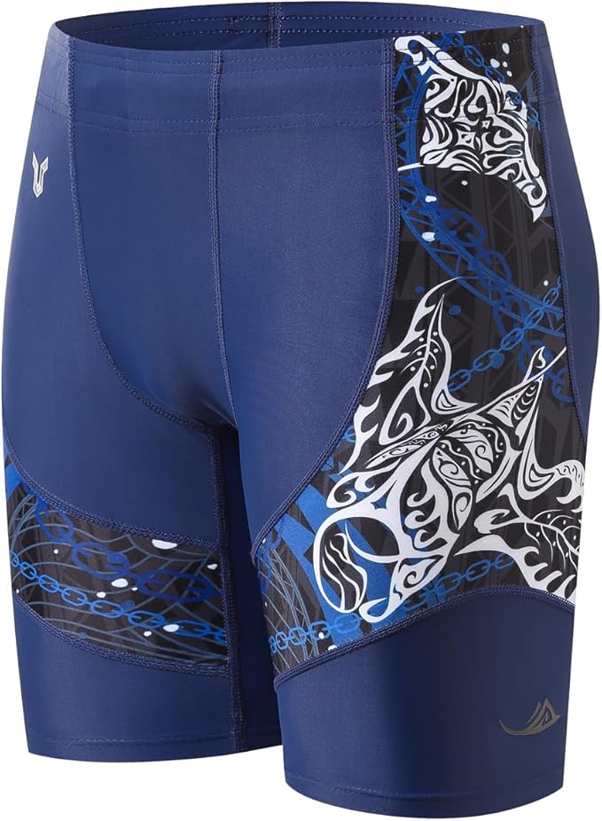 HUGE SPORTS Men's Rash Guard Swim Shorts Compression Swimming Jammer Cool Dry Active Swimsuit