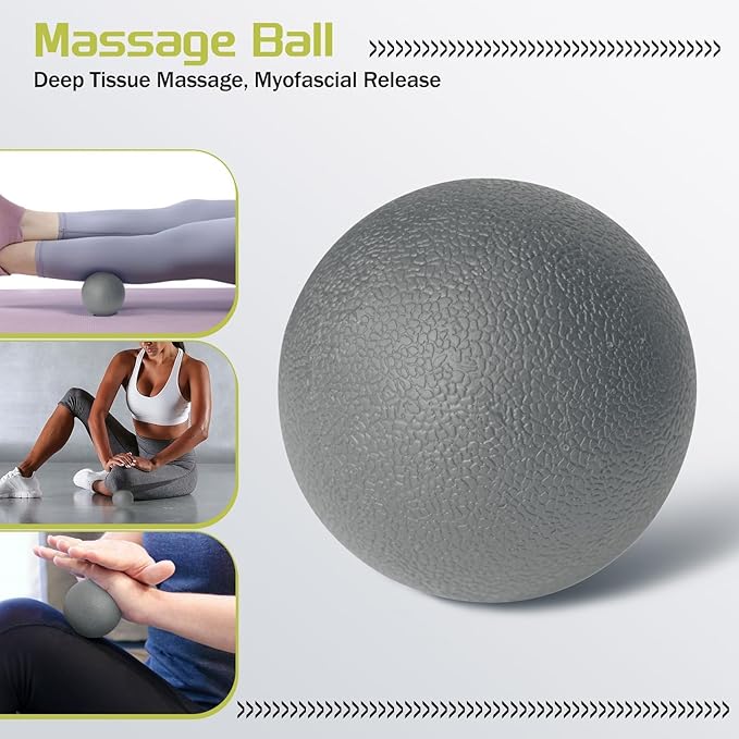 5-in-1 Foam Roller Set, Massage Roller Stick, Massage Ball, Resistance Band for Deep Muscle
