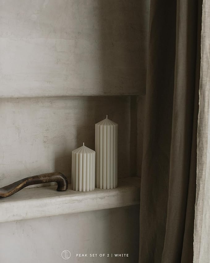LAWA Ribbed Peak Pillar Candle - Large Beautiful Handmade Pillar Scented Soy Wax Candle Elegant