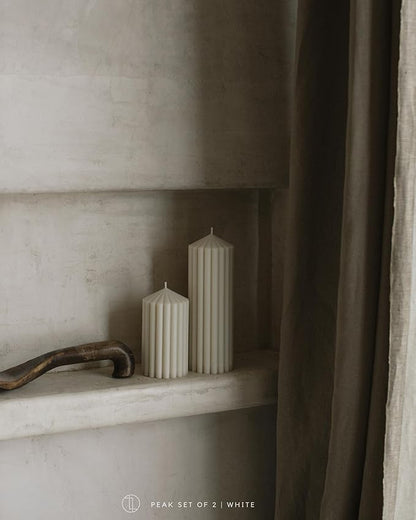 LAWA Ribbed Peak Pillar Candle - Large Beautiful Handmade Pillar Scented Soy Wax Candle Elegant