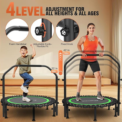 Bungee Rebounder Trampoline,ANCHEER 40" Foldable Fitness Trampoline with 4-Level Adjustable