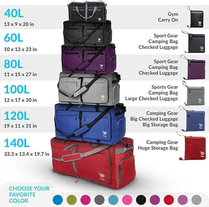 Bago Large Foldable Duffel Bags for Traveling Women & Men - 80L Packable Duffle Bag for Travel with