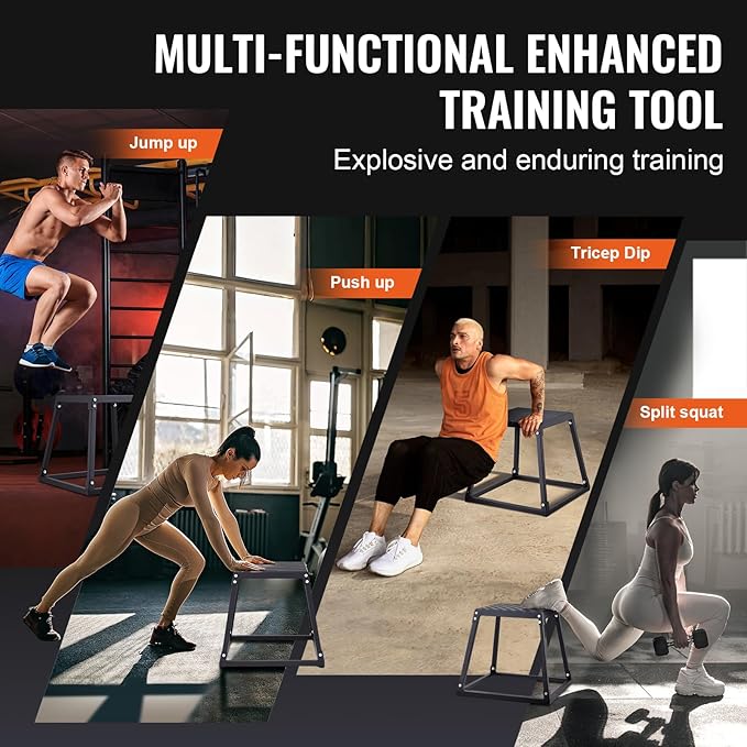 VEVOR Plyometric Jump Box, 18 Inch Plyo Box, Steel Plyometric Platform and Jumping Agility Box