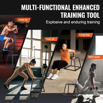 VEVOR Plyometric Jump Box, 18 Inch Plyo Box, Steel Plyometric Platform and Jumping Agility Box
