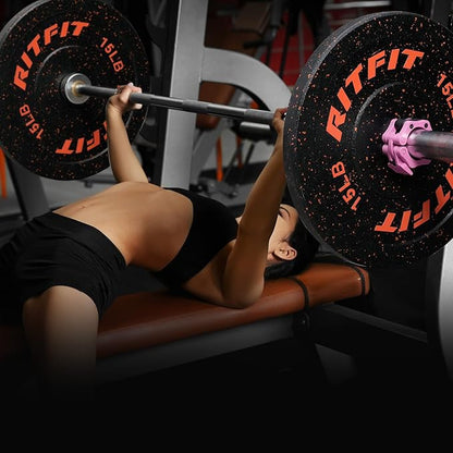 RitFit Bumper Plates, Colored Fleck-Rubber Weight Plates with Steel Insert, 2-inch Olympic Weight
