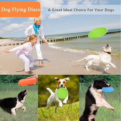 Dog Flying Disc, 3 Pack Dog Flyer Toys, Soft Rubber Interactive Lightweight Flying Disc Dog Toy for