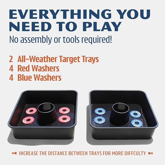 Driveway Games All Weather Washoos Washer Toss Game Set - Portable Outdoor Lawn Games for Adults