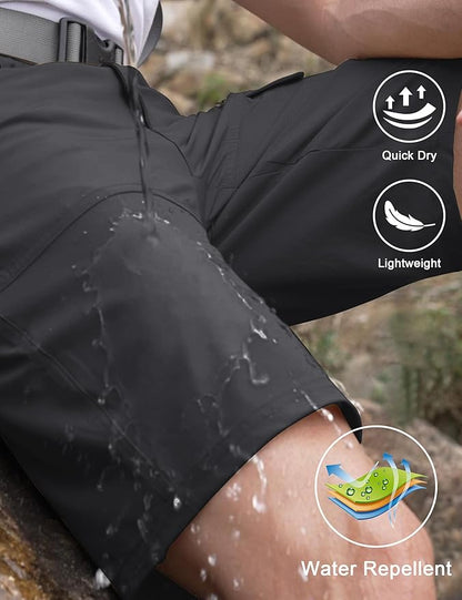 CRYSULLY Men's Hiking Cargo Shorts Outdoor Summer Lightweight Quick Dry Work Casual Shorts with 5