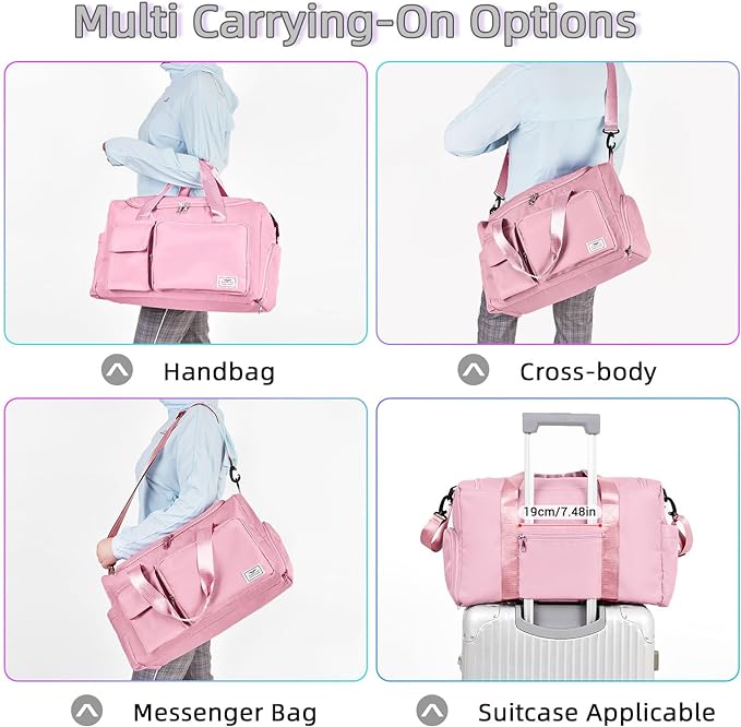 FIORETTO Women's Gym Duffle Bag with Shoes Compartment, 37L Capacity, Ideal for Travel, Gym