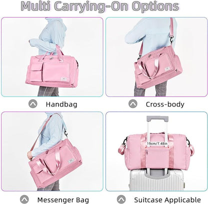 FIORETTO Women's Gym Duffle Bag with Shoes Compartment, 37L Capacity, Ideal for Travel, Gym