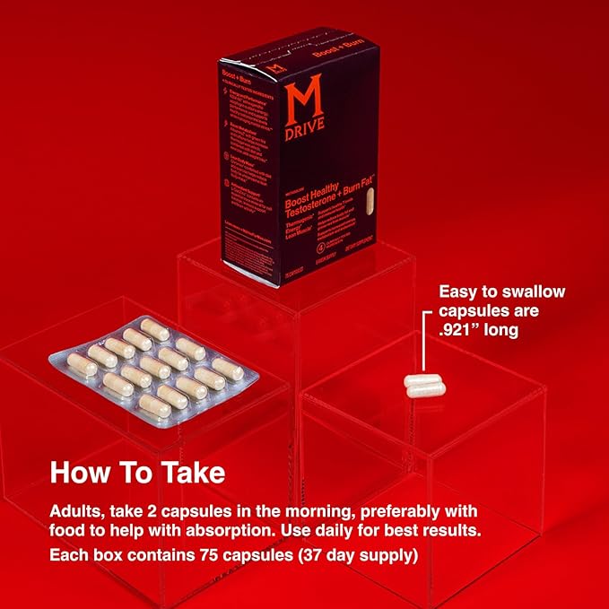 Mdrive Boost and Burn Testosterone Support Supplement and Fat Burner with Zinc, KSM-66 Ashwagandha