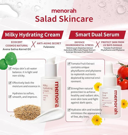 menorah skincare - Smart Dual Serum - with Crystal Tomato and Acai Berry, Anti-Aging Face Serum