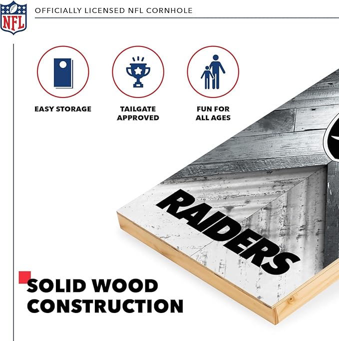 NFL Football 2' x 4' Regulation Size Solid Wood Cornhole Set with Direct Print HD Team Graphics